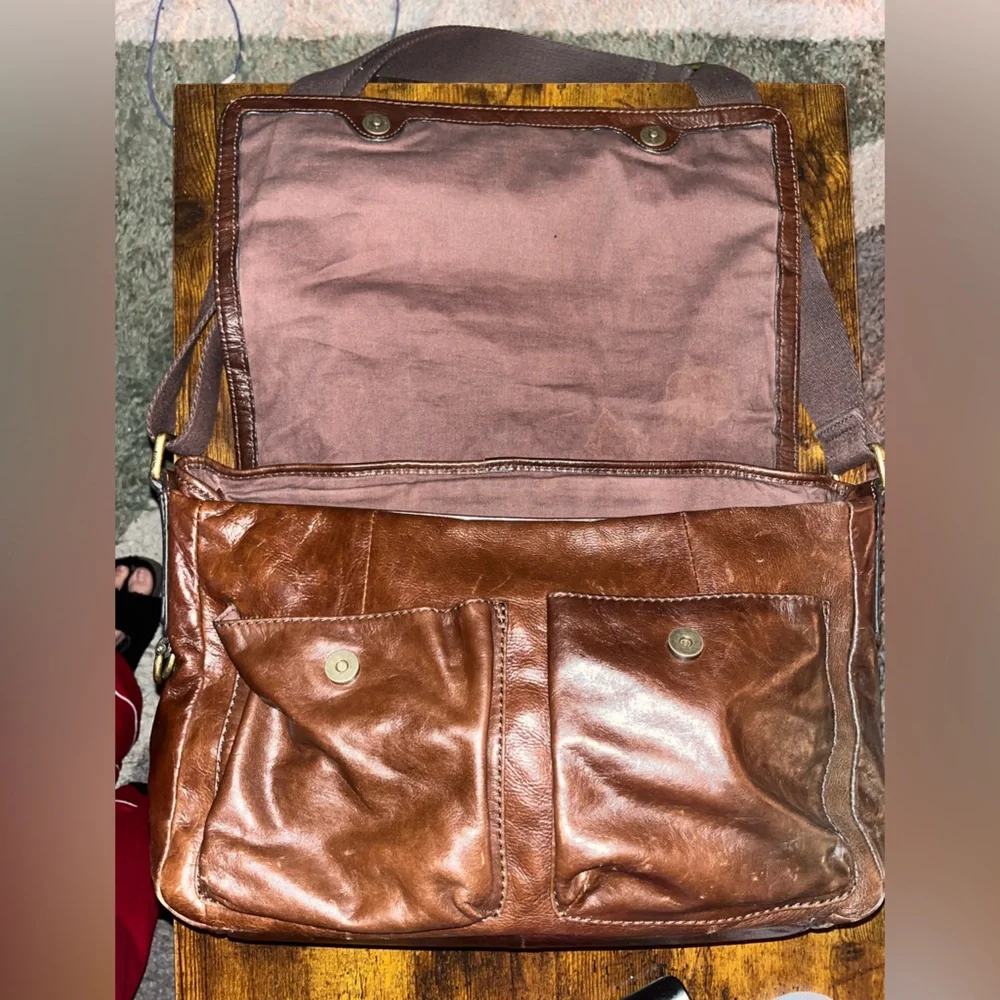 Fossil Dark Brown Leather laptop Messenger Bag